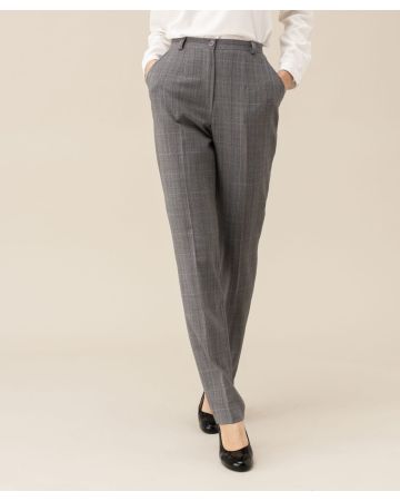 Pantalon droit, lainage aspect flanelle, 2 statures