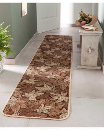 Tapis jacquard motif feuilles d'automne