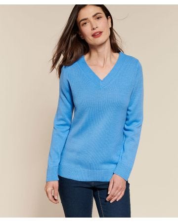 Pull col "V" maille jersey