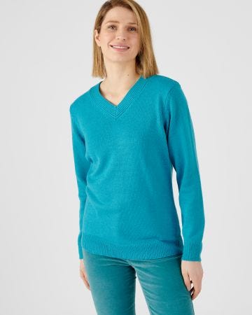 Pull col "V" maille jersey