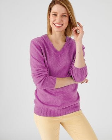 Pull col "V" maille jersey