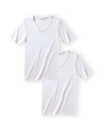 Lot de 2 t-shirts col V, manches courtes, Essential pur coton peigné