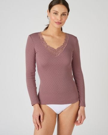 T-shirt manches longues maille ajourée Thermolactyl