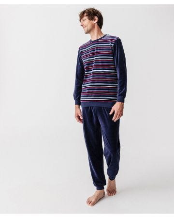 Pyjama velours rayé