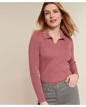 Pull col polo 50% laine mérinos