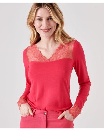 Tee-shirt manches longues avec dentelle Thermolactyl