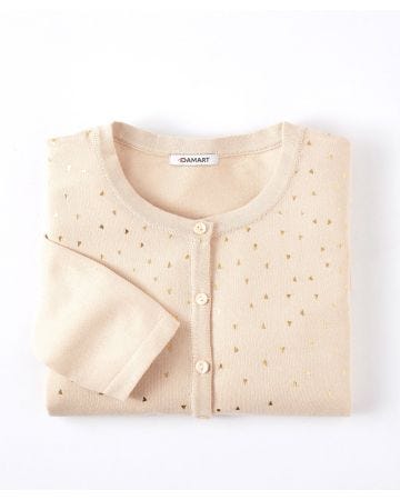 Cardigan uni et à impression dorée