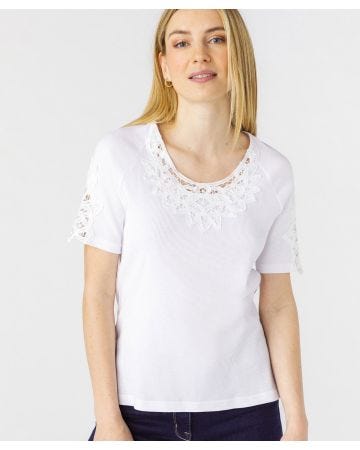 Tee-shirt empiècements guipure