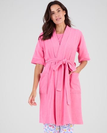 Robe de chambre forme kimono, maille bouclette