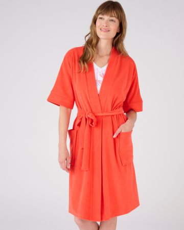 Robe de chambre forme kimono, maille bouclette