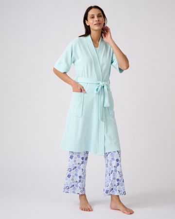 Robe de chambre forme kimono, maille bouclette 