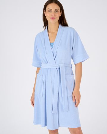 Robe de chambre forme kimono, maille bouclette