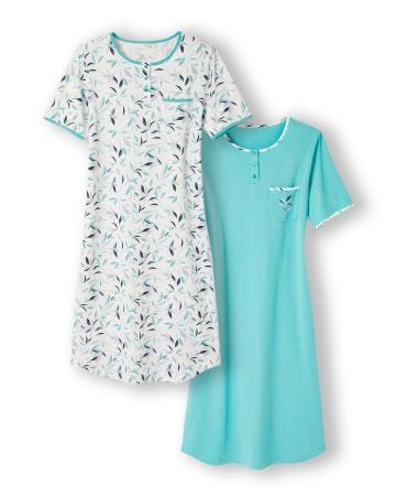Lot de 2 chemises de nuit jersey pur coton peigné
