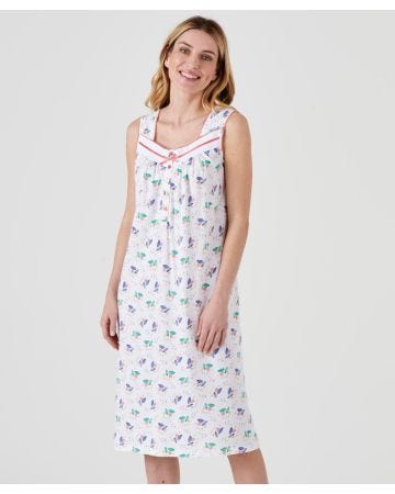 Chemise de nuit sans manches jersey imprimé