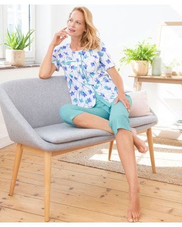 Pyjacourt boutonné maille jersey coton peigné