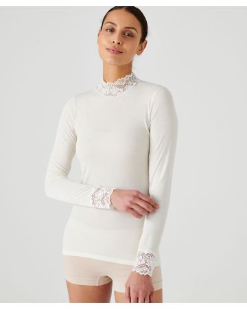 Sous-pull manches longues orné de dentelle
