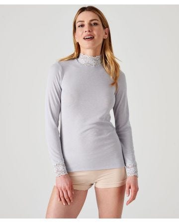Sous-pull manches longues orné de dentelle Thermolactyl
