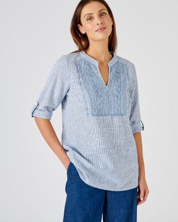 Blouse pur coton fines rayures