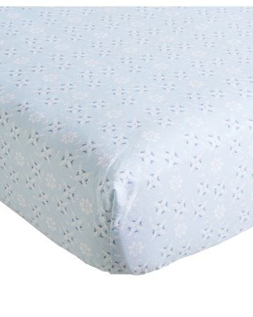 Drap-housse FLEURS BLEUES