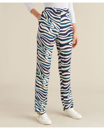 Pantalon crépon zébré
