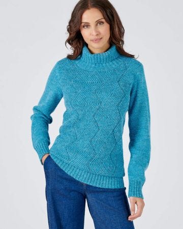Pull col roulé, maille chinée chaude Thermolactyl