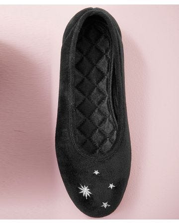 Ballerines brodées, aspect velours