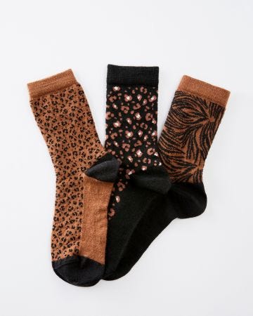 Lot de 3 paires de mi-chaussettes maille jacquard mélange laine et Thermolactyl