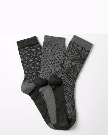 Lot de 3 paires de mi-chaussettes Thermolactyl et laine à motifs