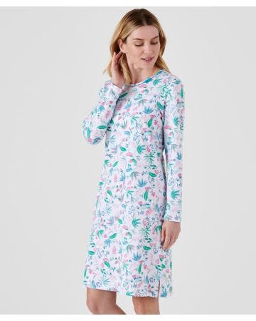 Chemise de nuit manches longues pur coton peigné
