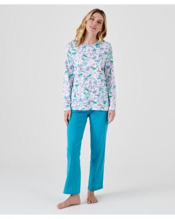Pyjama manches longues pur coton peigné