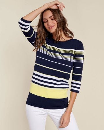 Pull esprit marinière manches 3/4