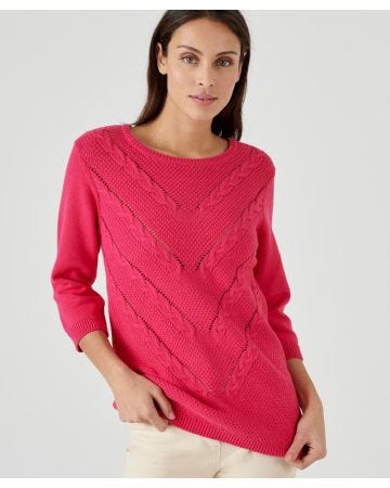 Pull torsadé col rond