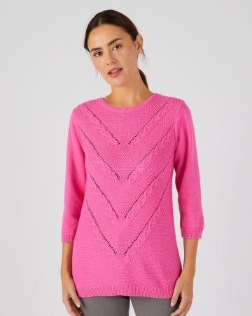 Pull torsadé col rond