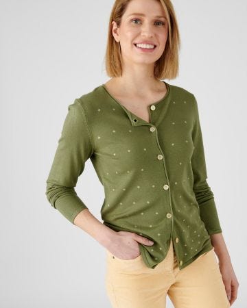 Cardigan en maille à impression dorée