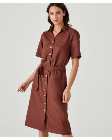 Robe-chemise mélange lin