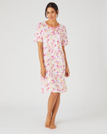 Chemise de nuit maille jersey graphique pur coton peigné