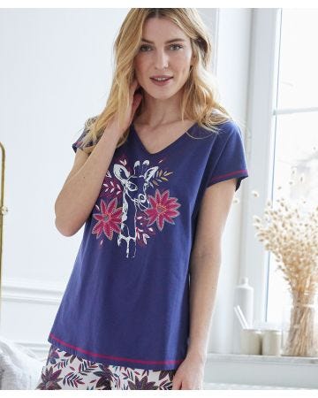 T-shirt de pyjama, pur coton peigné biologique
