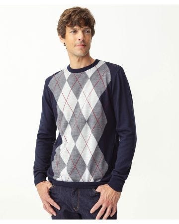 Pull jacquard mélange laine