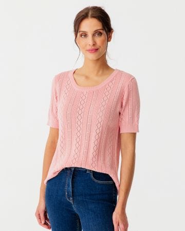 Pull ajouré manches courtes
