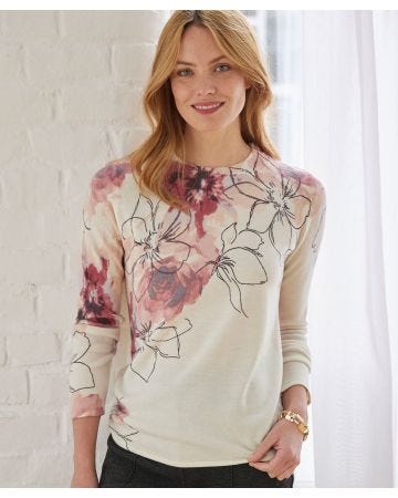 Pull imprimé floral col montant
