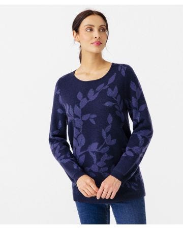 Pull jacquard feuilles brillantes
