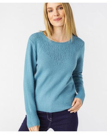 Pull scintillant col rond