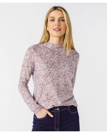 Pull imprimé fleuri laine majoritaire