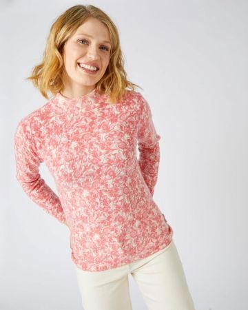 Pull imprimé fleuri laine majoritaire