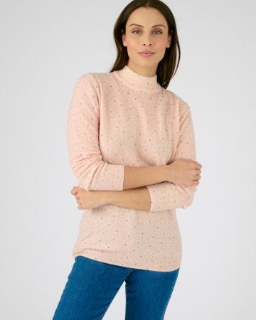 Pull imprimé fleuri laine majoritaire