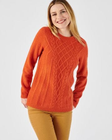 Pull col montant maille à torsades