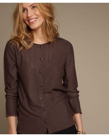 Gilet boutonné col rond scintillant