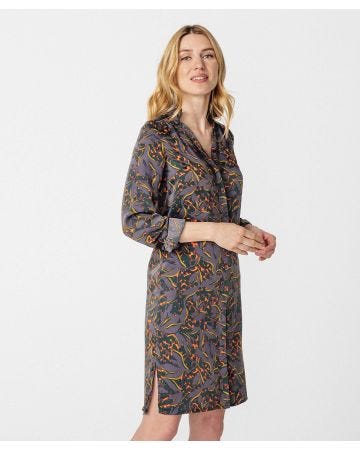 Robe satin mat imprimé camouflage
