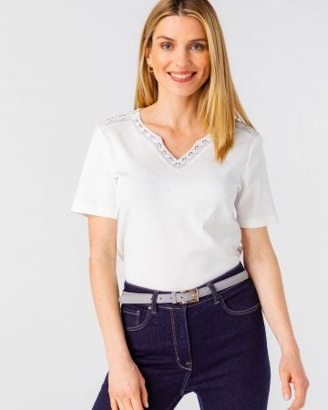 T-shirt brodé pur coton