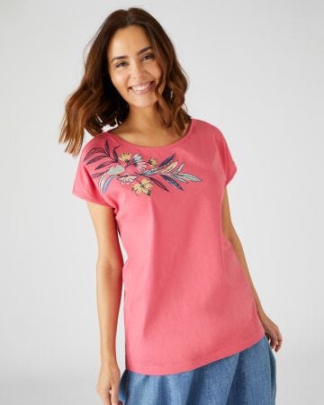 T-shirt brodé pur coton biologique